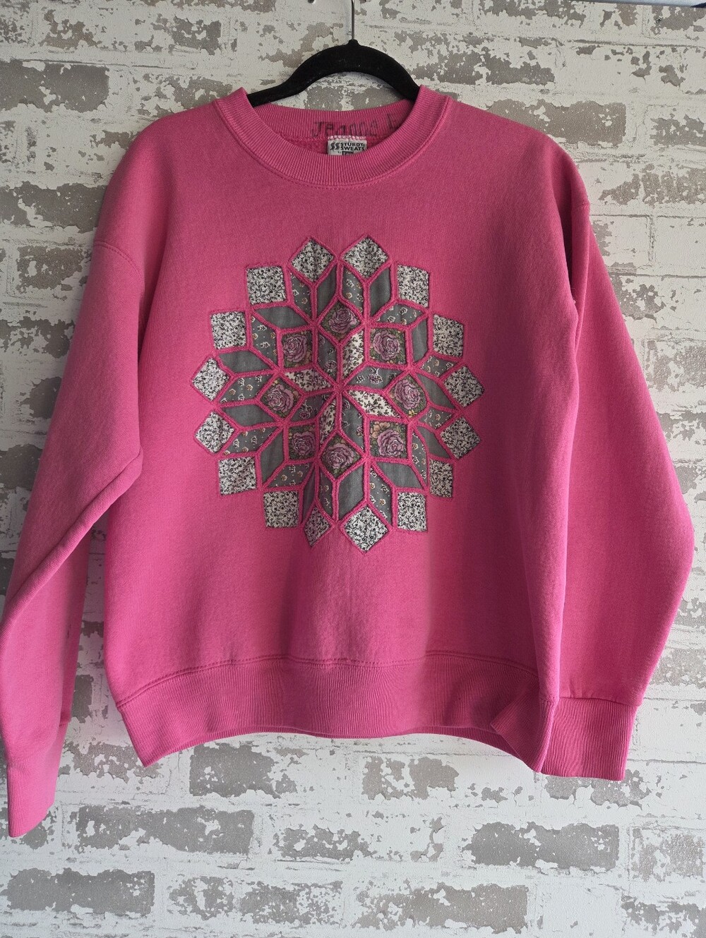 ​Vintage 90s Lee Quilt Patchwork Pink Sweatshirt M